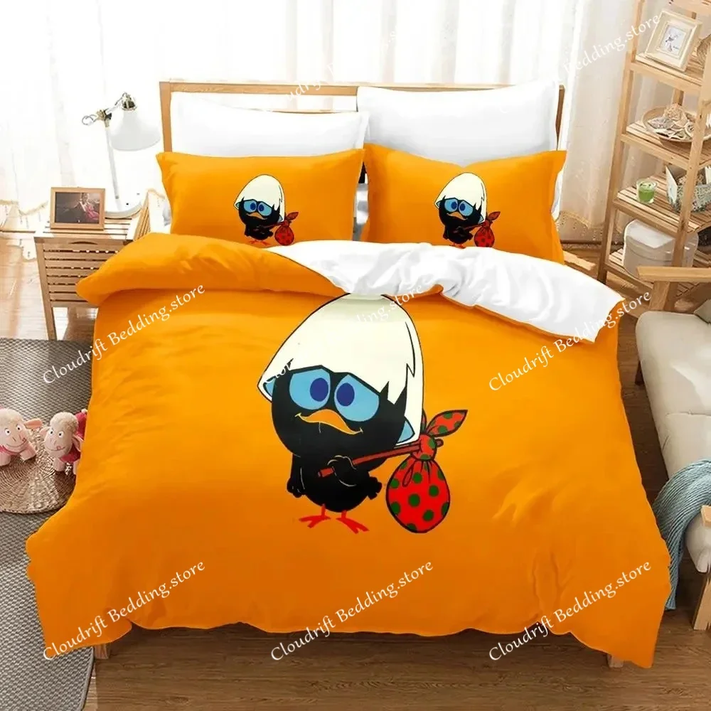 

Anime Cute Calimero Bedding Set Duvet Cover Bed Set Quilt Cover Pillowcase Comforter king Queen Size Boys Adult Bedding Set