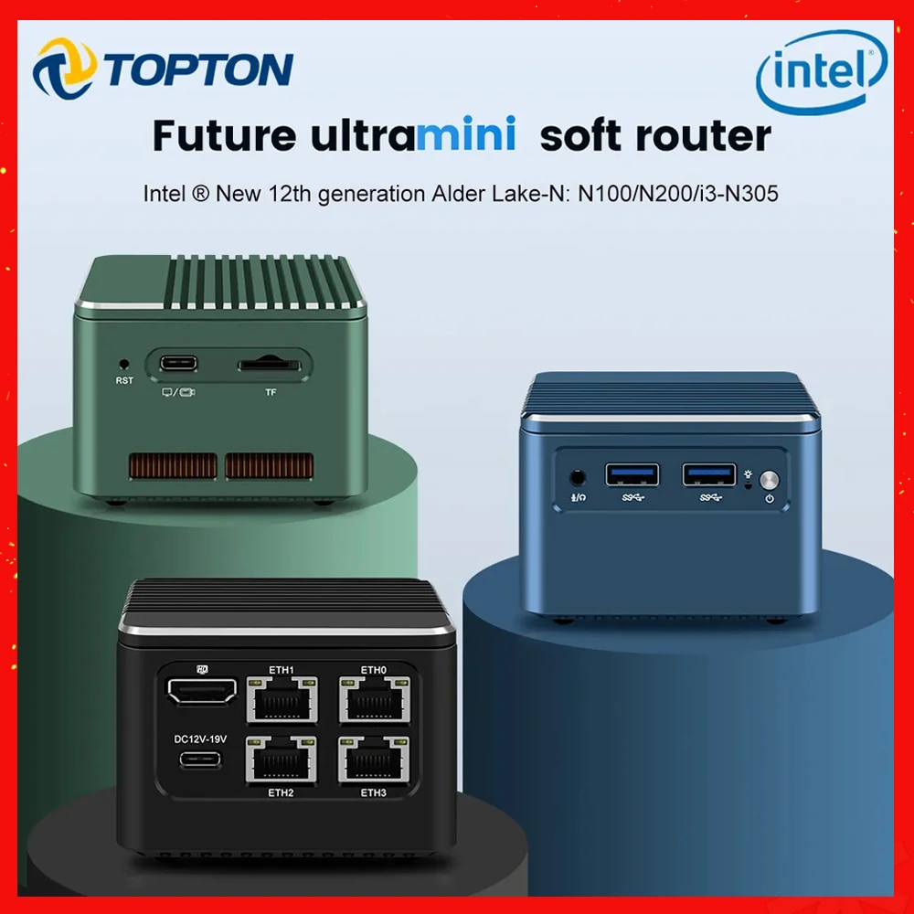 

Topton Super Mini Soft Router M1 12th Gen Alder Lake i3 N305 N100 4x Intel 2.5G LAN Firewall Mini PC Type-C Proxmox pfSense ESXi