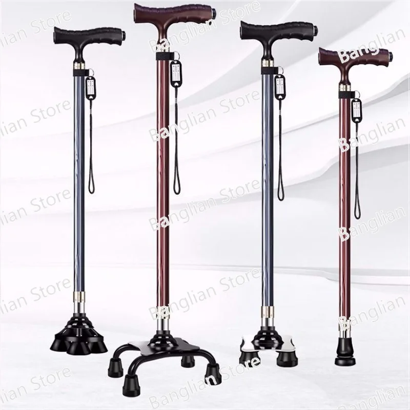 

Elderly crutches, elderly four legged crutches, aluminum alloy portable multifunctional lights, anti slip and extendable