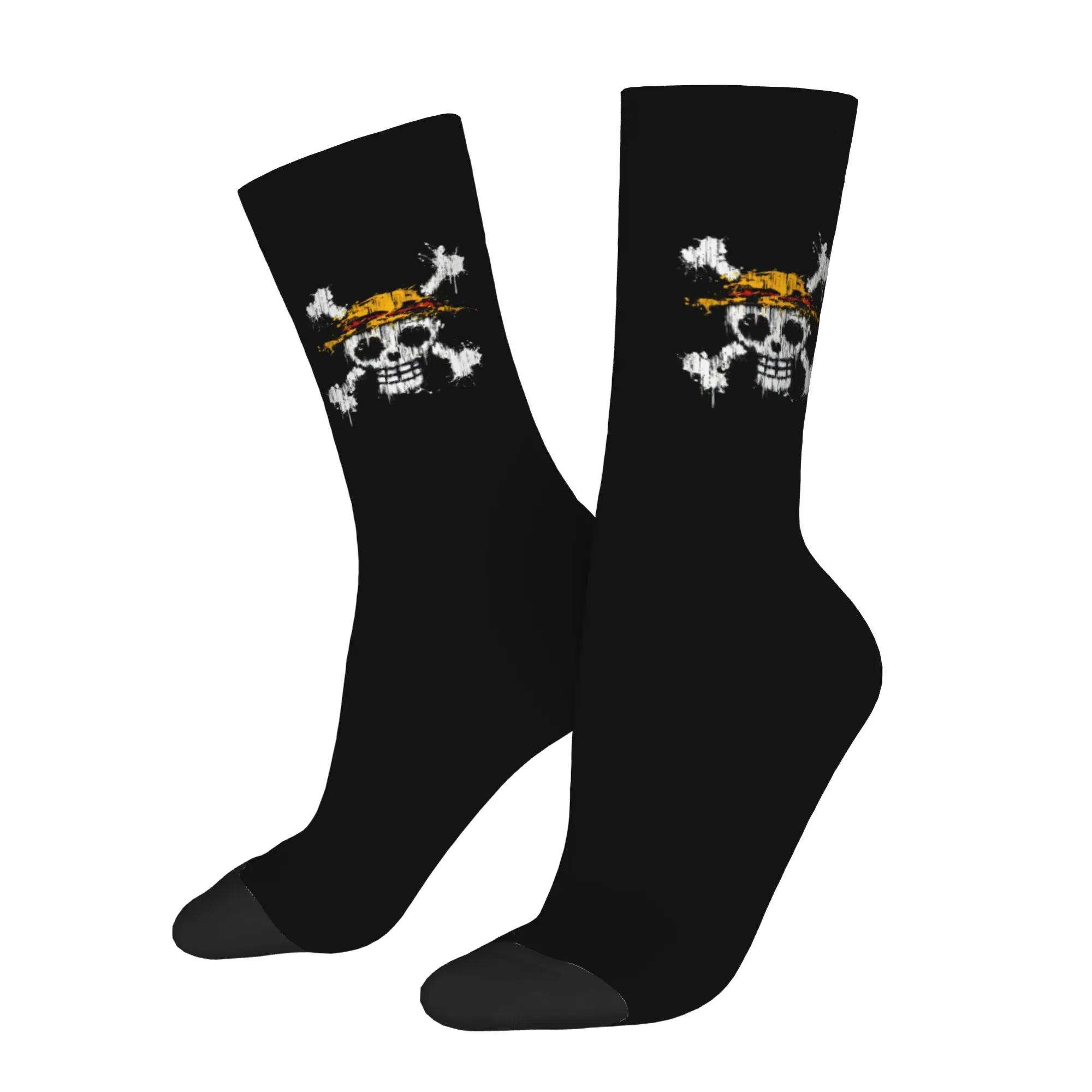 Funny Sock One Piece Graffiti Style Straw Hat Skull Hip Hop Quality Pattern Printed Men Socks Novelty Men's Socks