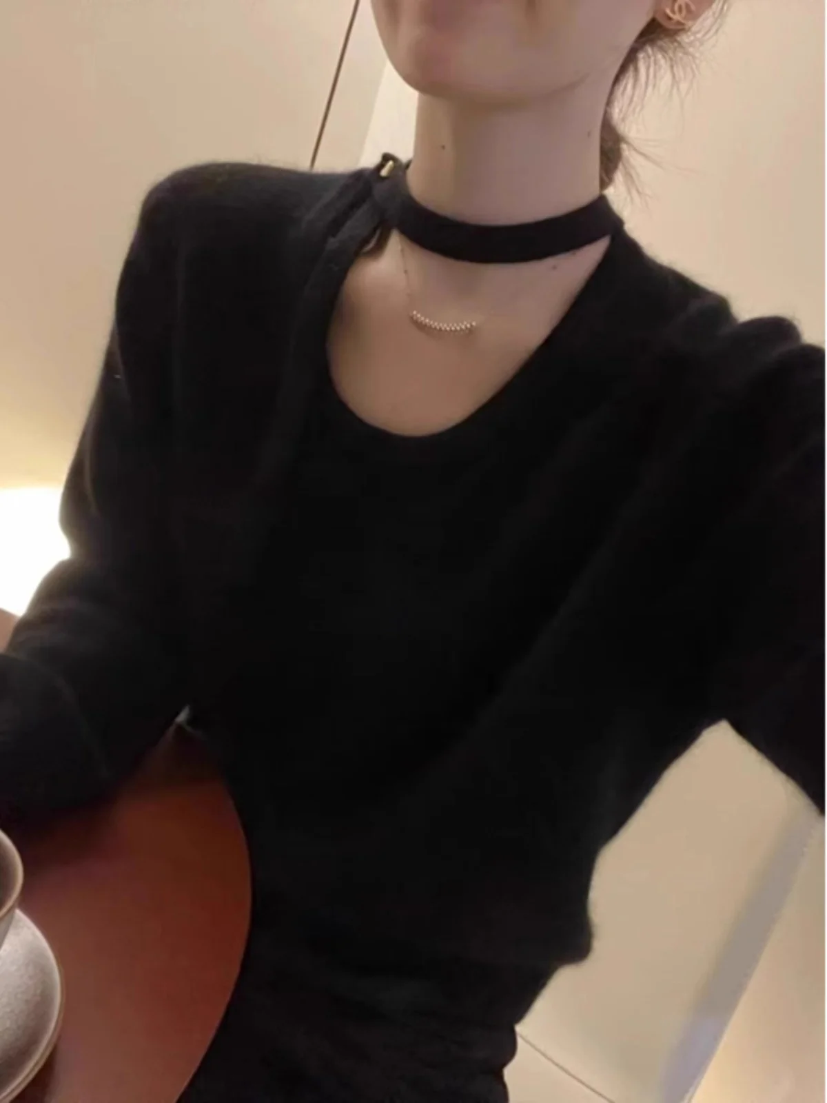 Ay suéter de malha fora do ombro feminino Faion Inner Wear Turtlene Design Sweet Sle Loose Fit Long Sve Top