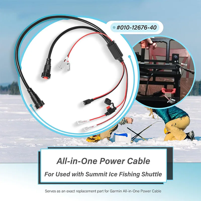 010-12676-40 Replace for Garmin All-in-One Power Cable, for Used with Summit Ice Fishing Shuttle, for Panoptix LiveScope System