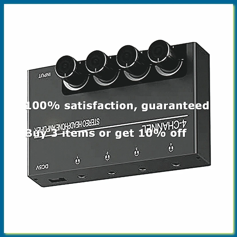 4 Channel Headphone Amplifier Stereo Audio Amp, Headphone Splitter with 4 3.5MM Headphone Output and 3.5MM Audio Input