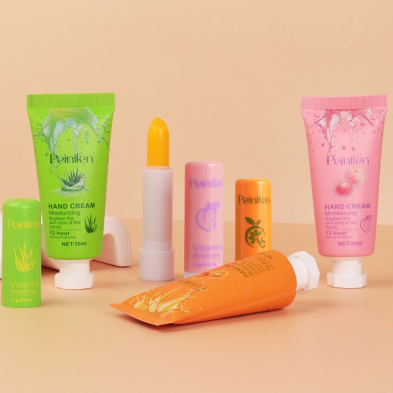 2PC Hand Cream+lipstick Set Moisturizing, Moisturizing, Refreshing, Non greasy, Smoothly Smear Autumn and Winter Gifts