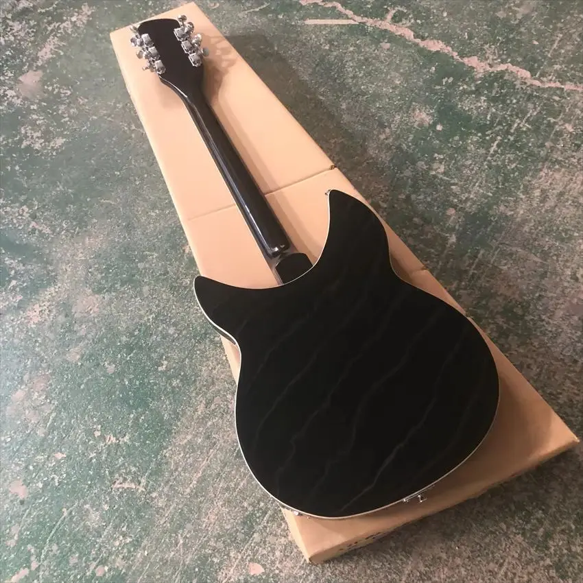 Nueva guitarra eléctrica 360 negra de 12 cuerdas, venta al por mayor y al por menor.