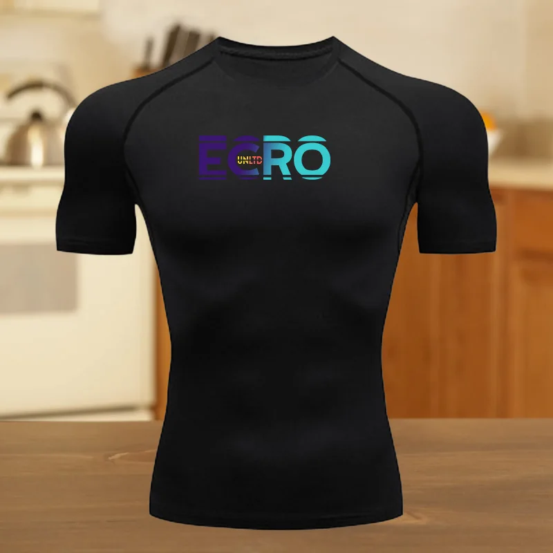 

Men Suit Compressed Shirt Sports Quick Drying Fitness Tshirt Tight Sweat-Absorbent Jogging Cycling Outdoor 8 Colors Short Sleeve