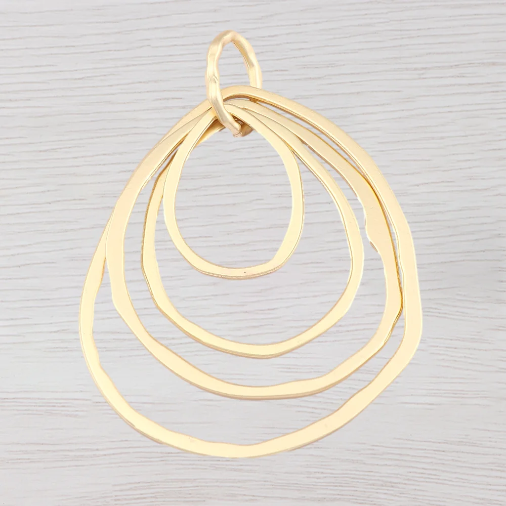 1 x Matte Gold Color Large Hammered 4 Rings Circles Charms Pendants For DIY Necklace Jewelry Making Accessories 102x70mm