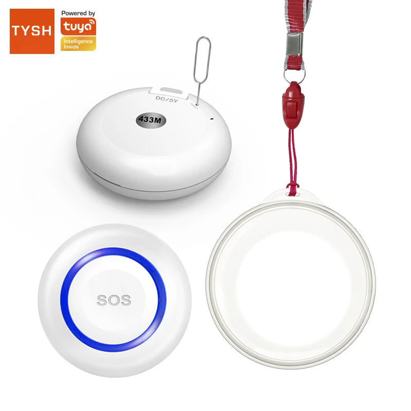 

TYSH Tuya Wifi Sos Smart Wireless Sensor Alarm Waterproof Emergency Help Sos Emergency Button Emergency Personal Alarm Sensor