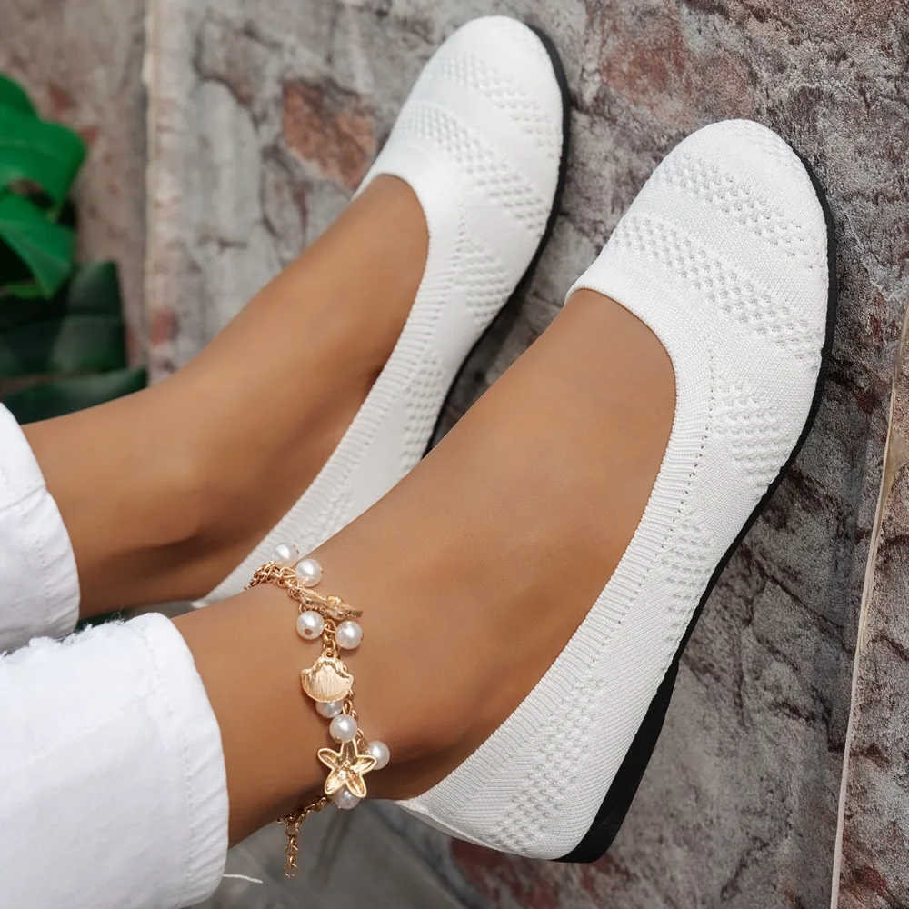 Bequeme Schuhe mit großem Kopf, flache Strickschuhe mit runder Spitze, vielseitige Damen-Einzelschuhe im koreanischen Stil – Detail 10