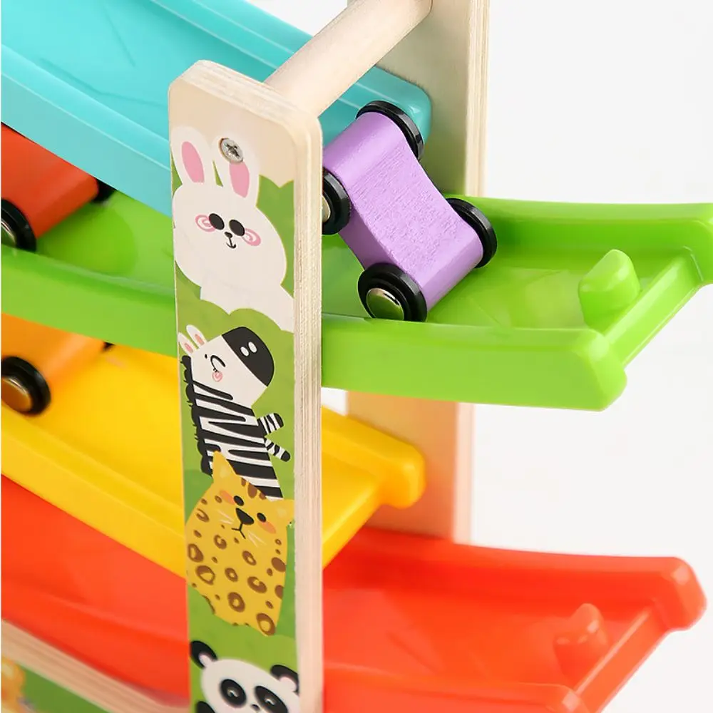 

Four-layer Inertia Car Early Educational Traffic Theme Wooden Gliders Track Hand-eye Coordination Cartoon Cute