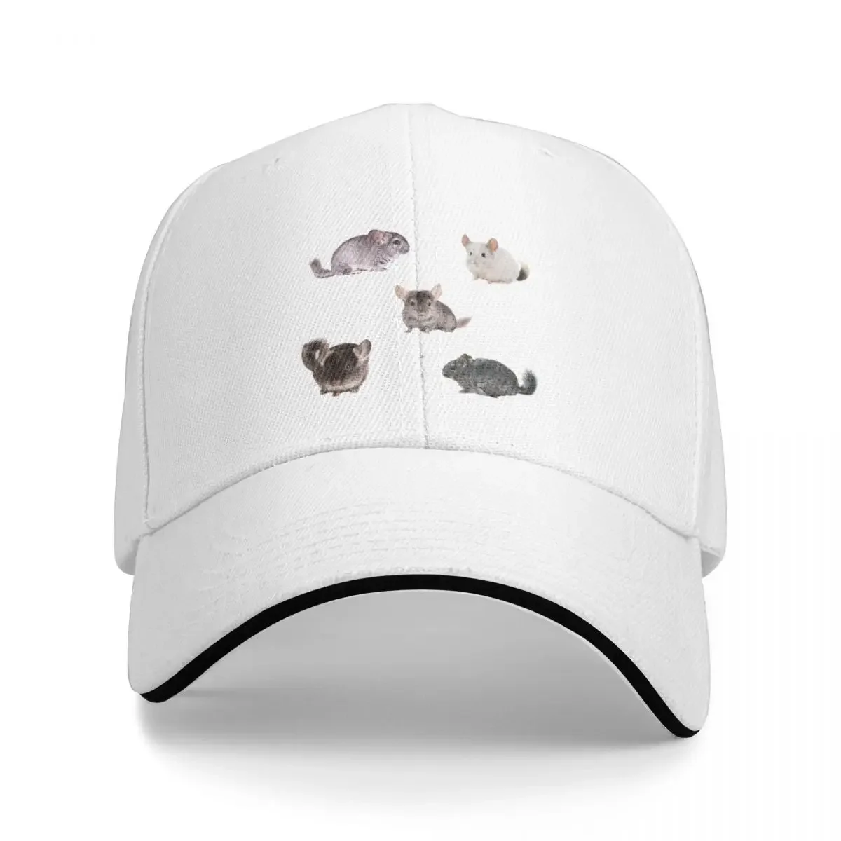 Cute Chinchillas for Chinchilla Lovers..(5 chinchillas with different colores) Cap Baseball Cap beach hat hat men's Women's