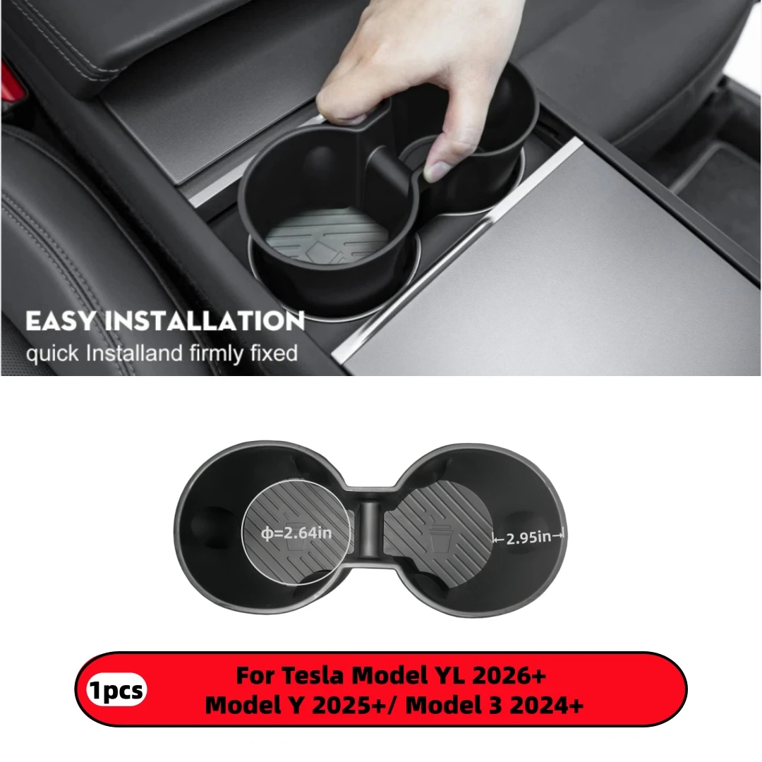 For Tesla Model YL Model 3 Center Console Water Cup Holder TPE Coaster Mat Pad Model Y Juniper Organizer Accessories