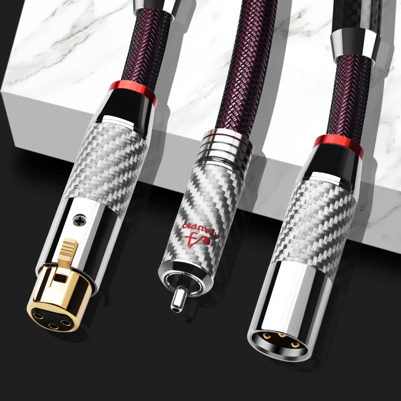 كابل ATAUDIO HiFi RCA إلى XLR عالي الجودة من الفضة النقية 2RCA ذكر إلى 2XLR كابل صوت ذكر للخلاطات ومكبرات الصوت DVD #4