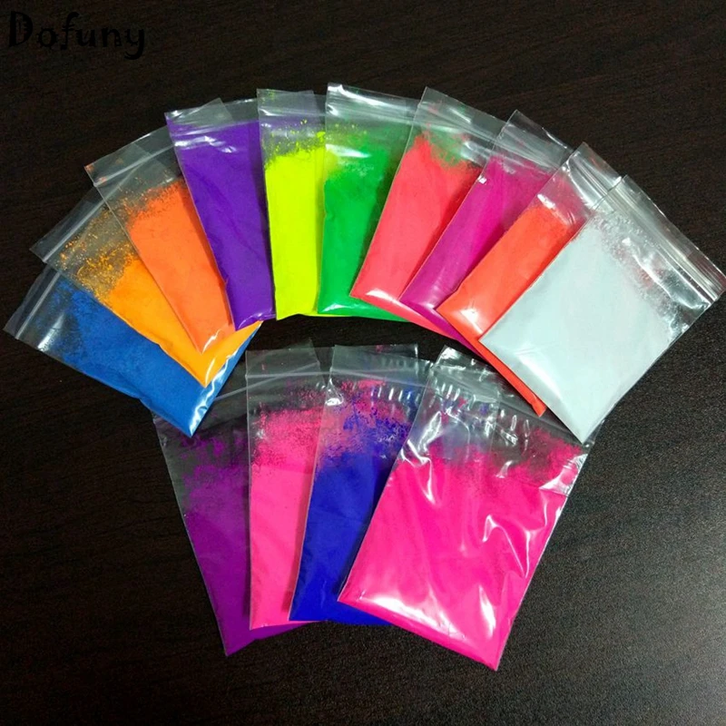 Cores misturadas, 10g pelo pigmento fluorescente do pó da cor para a decoração do manicue da poeira do prego do brilho de néon do sabão da impressão da pintura