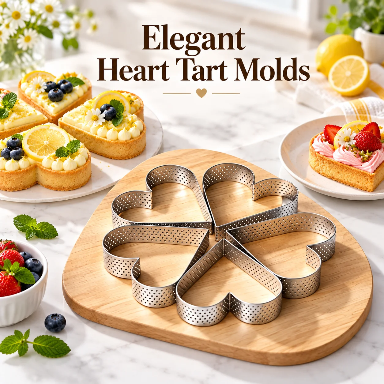 3-teiliges Herzförmiges Tortenring-Set aus lebensmittelechtem Edelstahl, 8 cm, perforierte Antihaftformen für französische Mousse-Kuchen, Heim-DIY-Backen