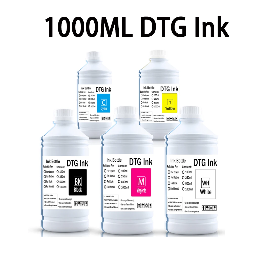 1000ML DTG Ink Printing Ink For Epson XP600 TX800 1390 L800 L805 L1800 DX5 DX7 R1900 R2000 F2000 F2100 F2200 Brother GTX GTX-422