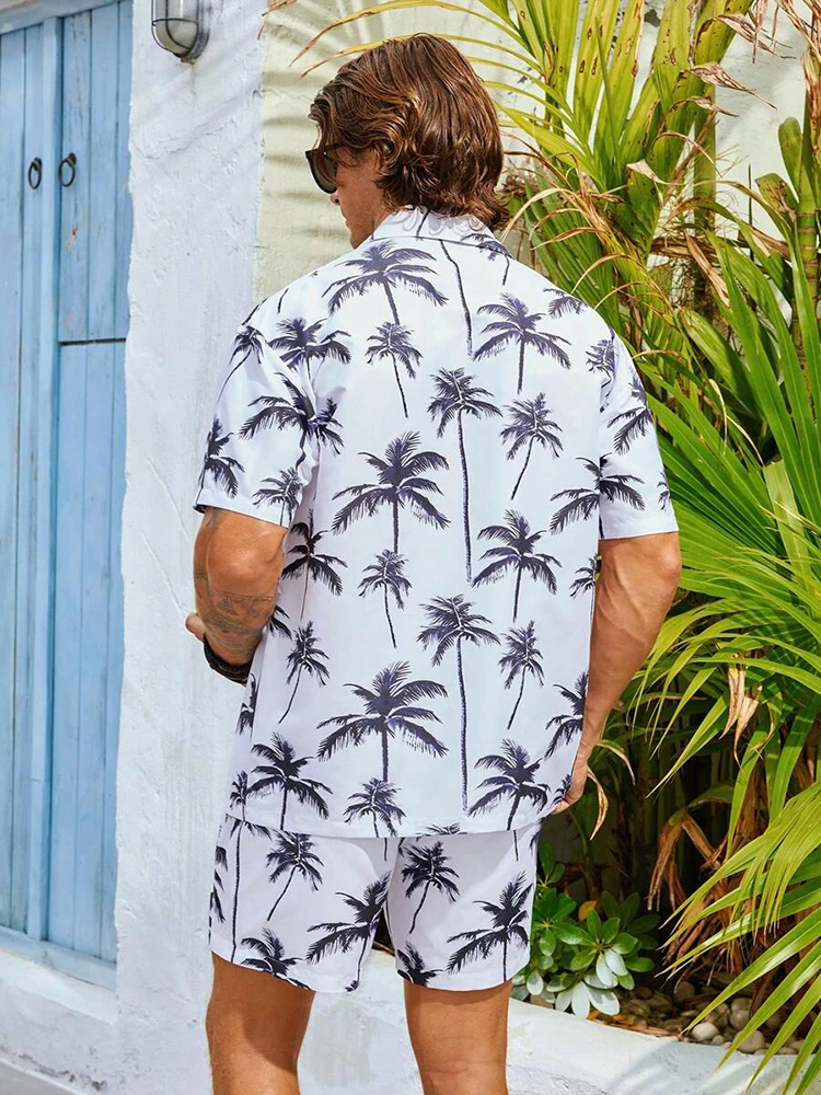 Everyday Fashion Men's Hawaiian Shorts Summer Vacation Men's Casual Shirts Men's Short-sleeved Shirts And Beach Shorts Sets