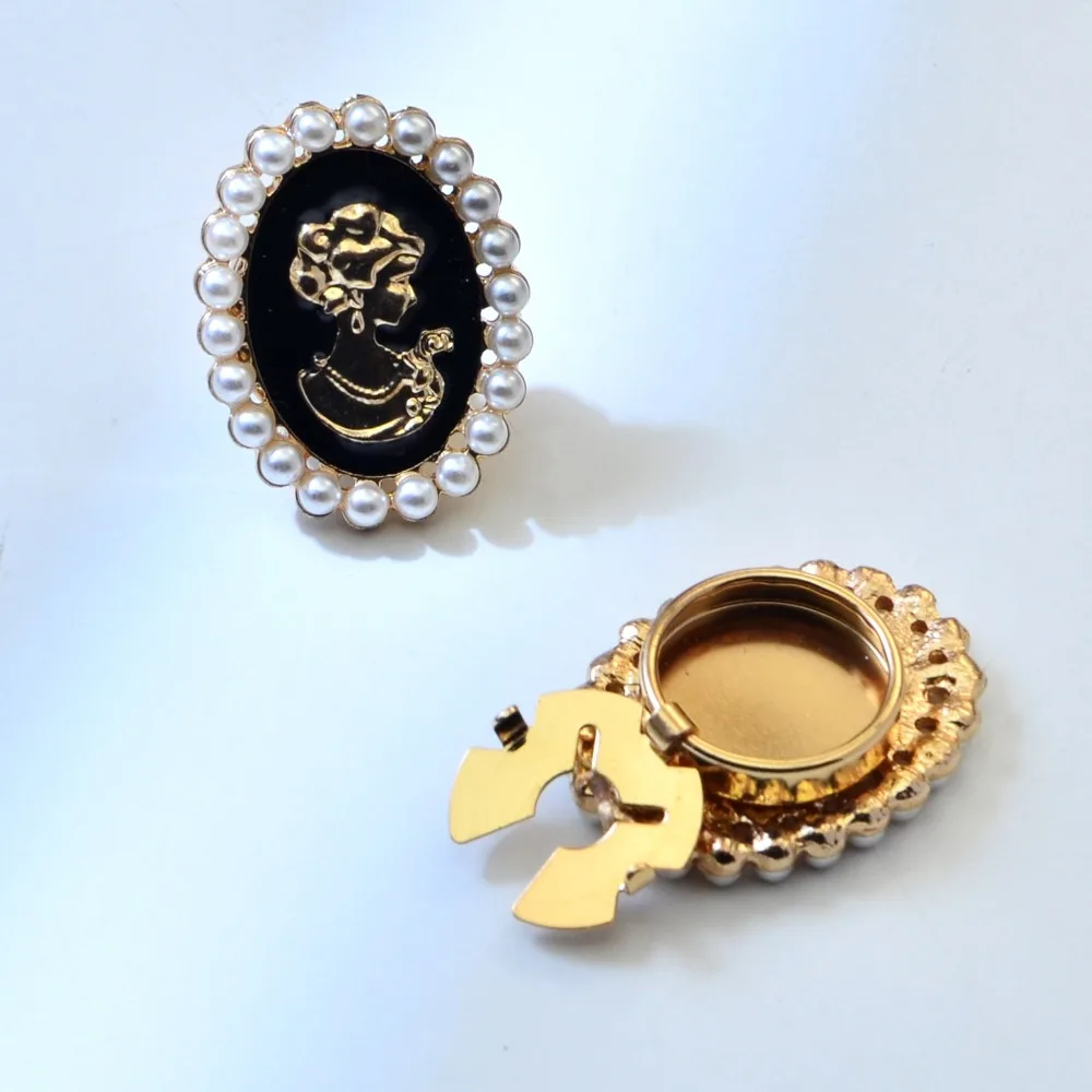 2PCS Luxulry Perle Schönheit Kopf Manschettenknöpfe für Frauen Hemd Tasten Hülse Vintage Elegante Schmuck Zubehör – Detail 6