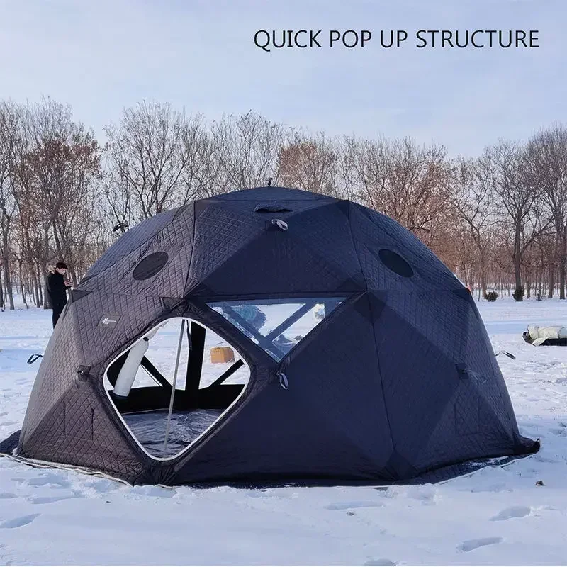 

Outdoor Insulated Octagonal Large Space 3 Layers Winter Ice Fishing Round Dome Sauna Hiking Tent With Tpu Skylight tent