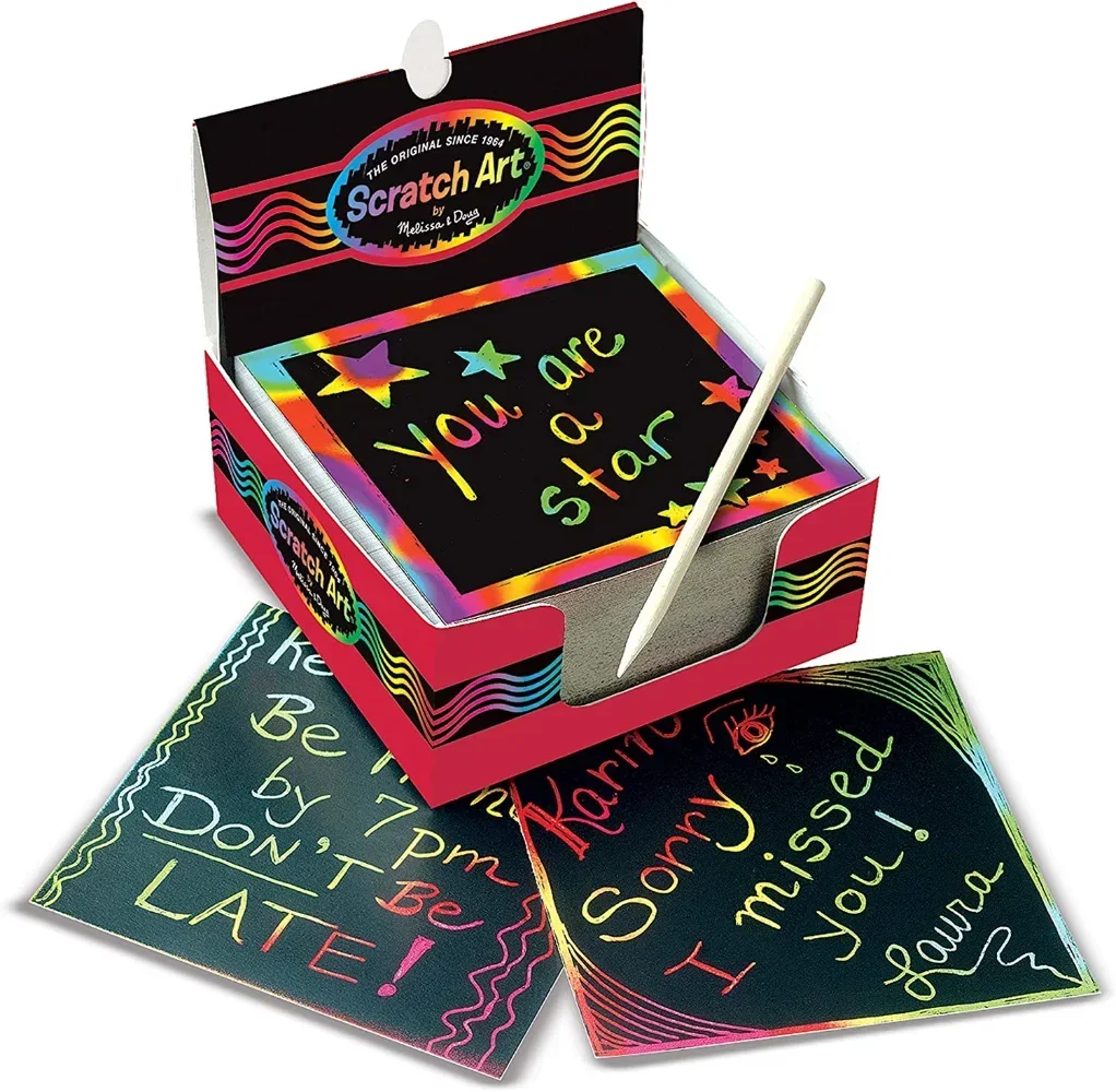 Magic Color Paper Scratch Pad Cartões com caneta para crianças, cor do arco-íris, mini notas, desenho, brinquedos de pintura, DIY Craft Gift, 100pcs