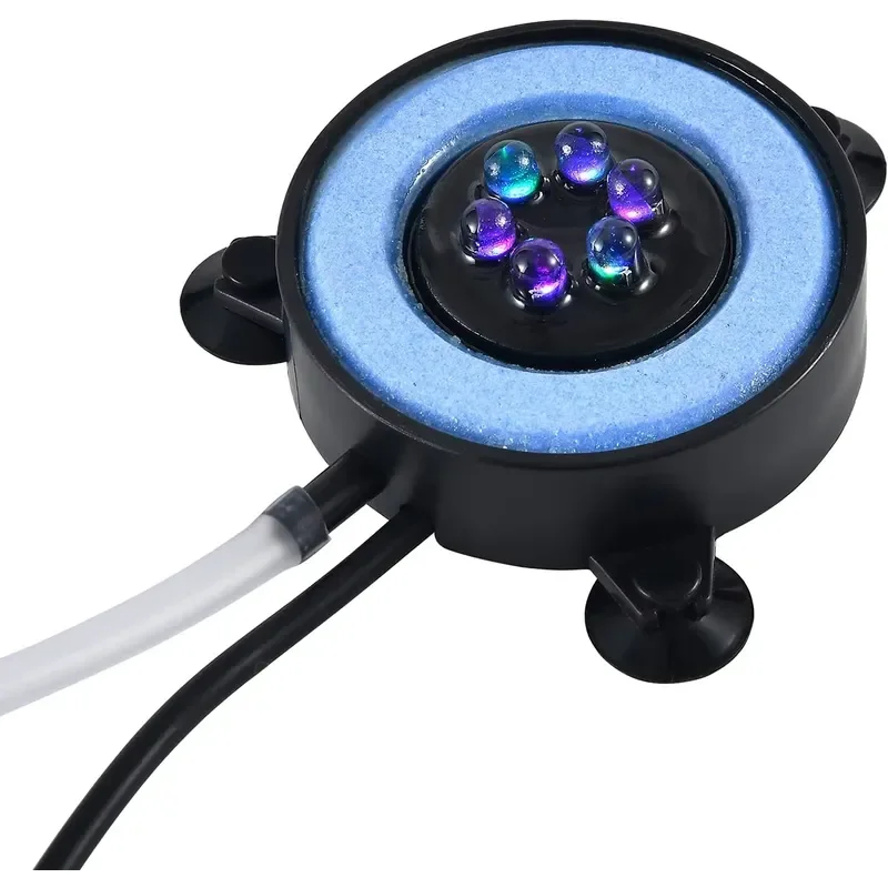 Gako Aquatics 12V 0.5A 1W Plastic Eco-Friendly Air Bubble Stone Disk IP68 Color-Changing Underwater LED Light for Fish Tank
