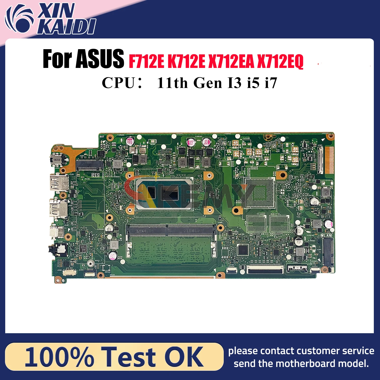 

X712EA Laptop Motherboard For ASUS VivoBook F712E K712E X712EQ X712E X712EA Mainboard With 11th Gen I3 i5 i7 100% tests OK stk