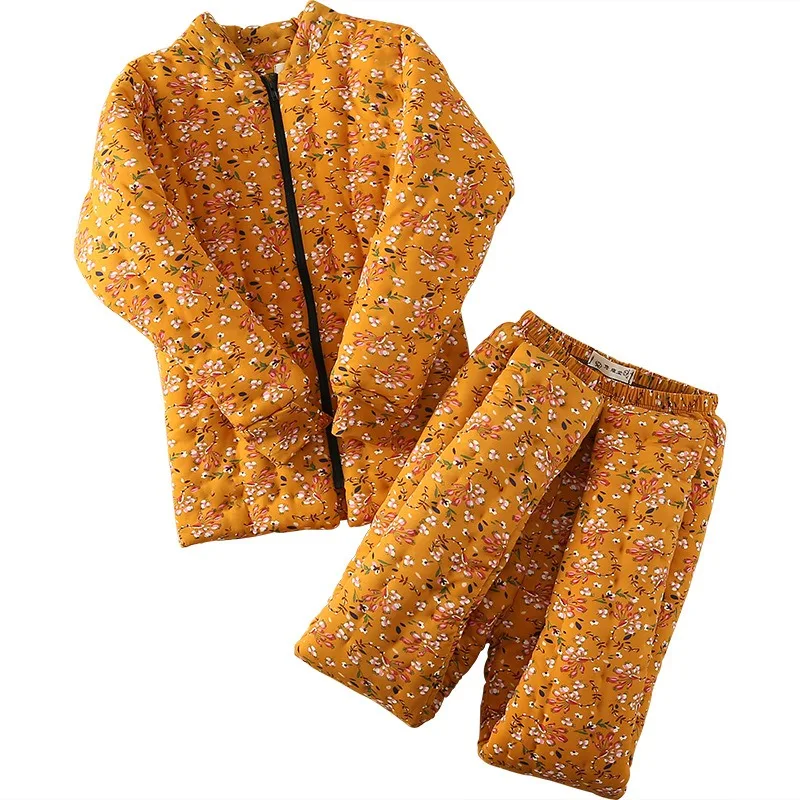 Trousers Set Women Thickened Warm Form-fitting Winter Mom Grandma Cold-proof Home Wear Pure Handmade Cotton Cotton-padded Jacket