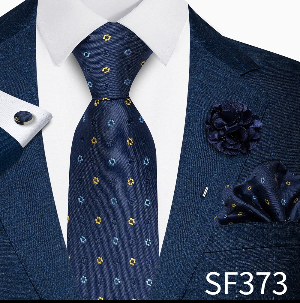 Großhandel Mode 8 cm Krawatte Taschentuch Manschettenknopf Pin Set Männer Krawatte Lila Paisley Anzug Zubehör Fit Hochzeit Geburtstag Geschenk – Detail 34