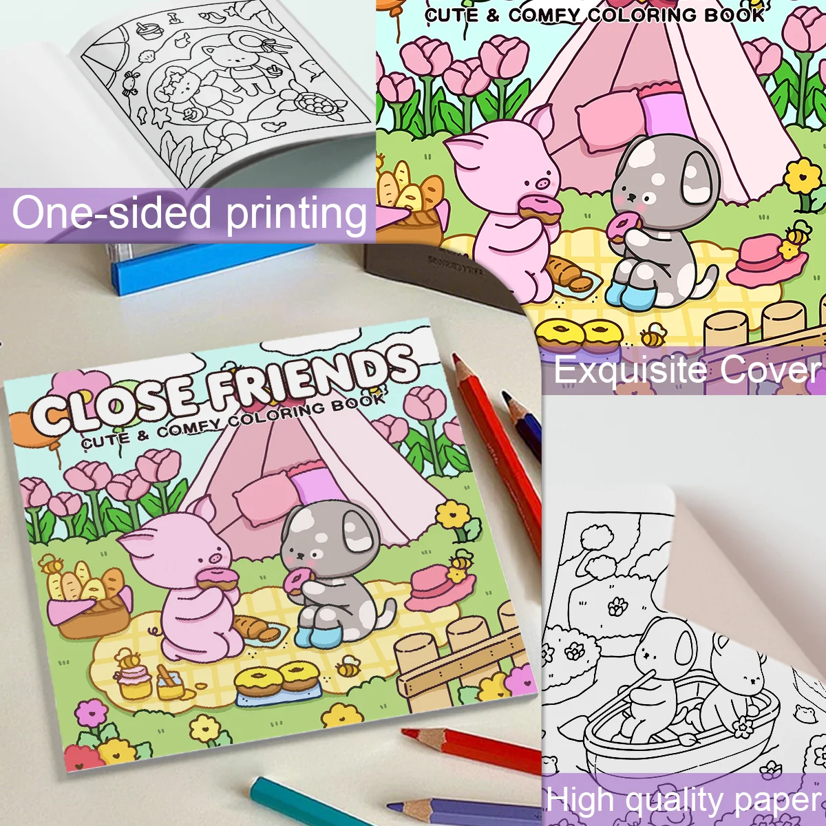 CLOSE FRIENDS Coloring Book for Adult Featuring Bold-easy Pattern for Relaxation Kids Educational DIY Painting Drawing Book