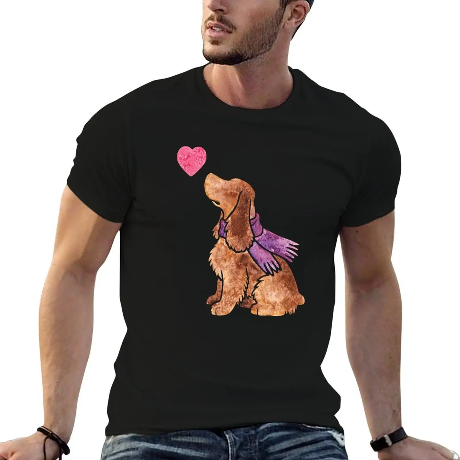 Watercolour spaniel T-Shirt vintage anime shirt summer top tshirts for men