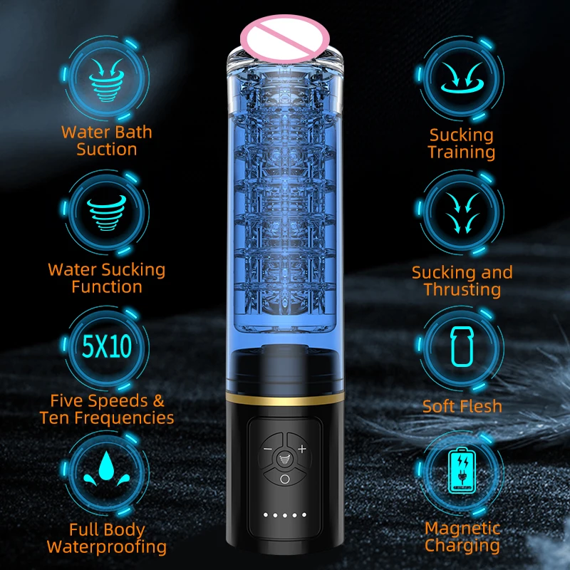Electric Water Bath Penis Pump Male Masturbator Cup Vacuum Erection Training Enlargement Tool for Adult Men Sex Toy 18+ - view 4