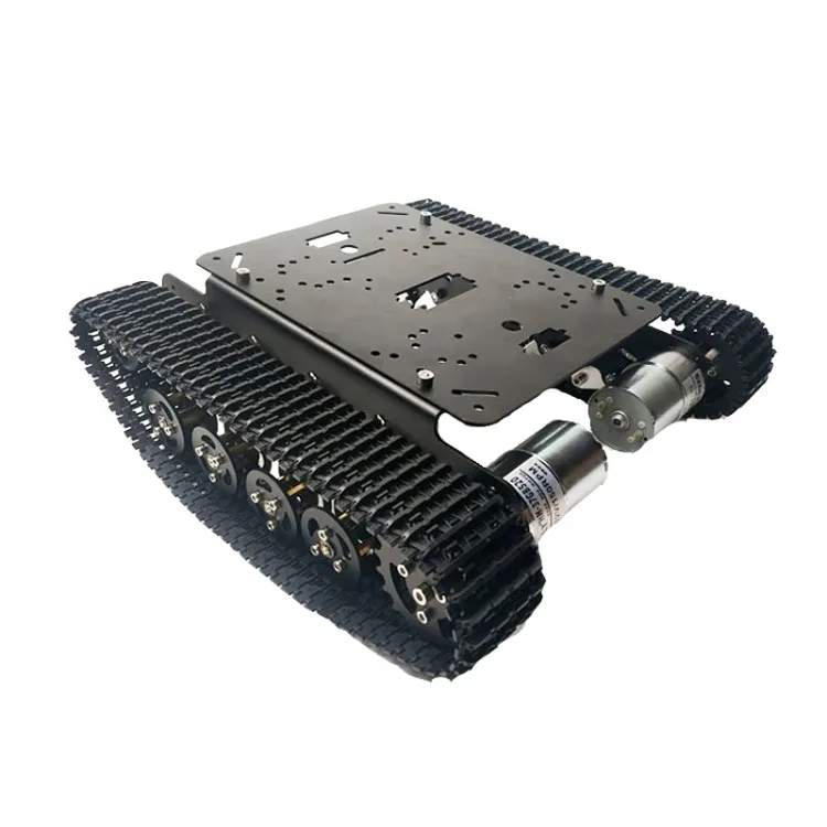 TS100 Metal RC Robot Tank Car Chassis Shock Absorption Car with 12V 330RPM #25Motor for Arduino DIY