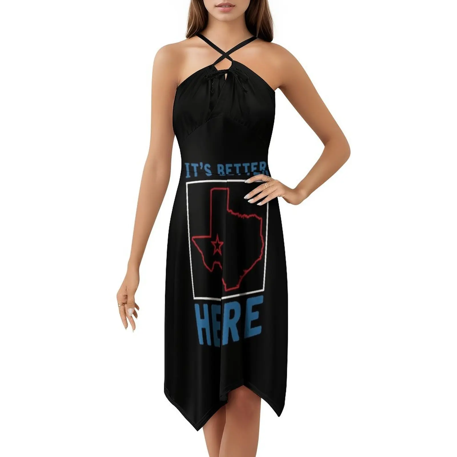 فستان تكساس هدية قصير على طراز تكساس بريبي للنساء على شكل حرف a فضفاض مناسب فستان يوم غير رسمي تكساس تكساس أمريكا المسائية #5