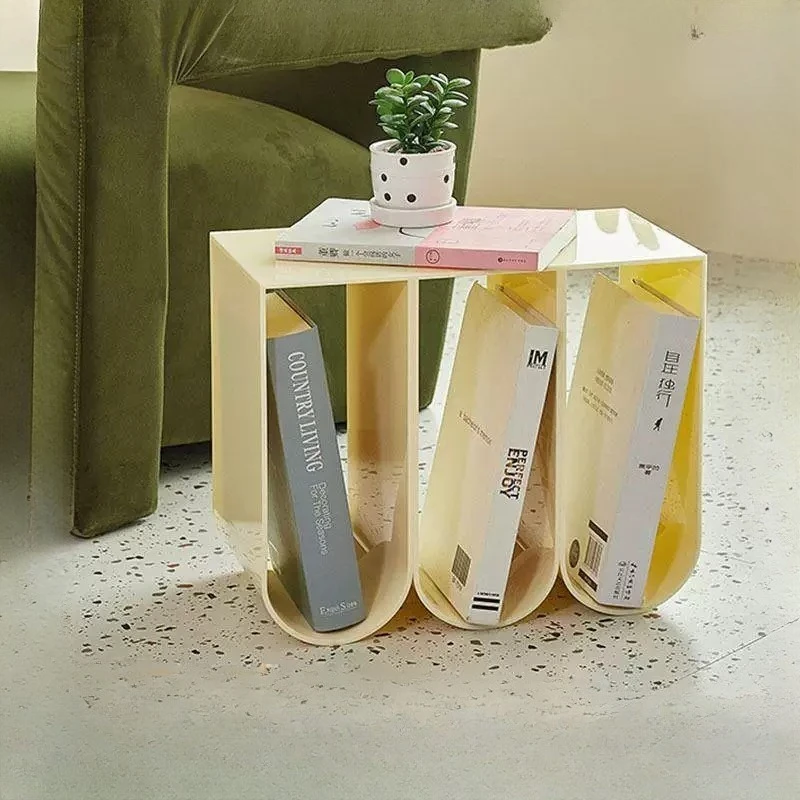 Creative Nordic Acrylic Coffee Table Creative Bookshelf Storage Magazine Rack Living Room Sofa Side Table Home End Table