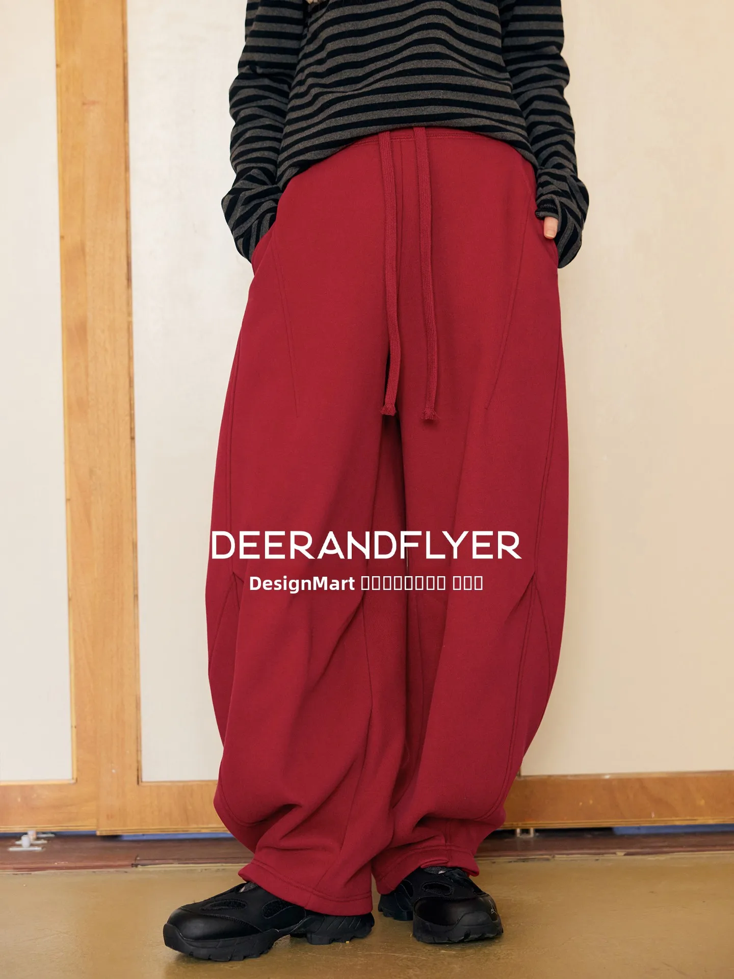 

High Waist Carrot Sweatpants Orlon Fce High amage 3D a Red Fortune Buff Deer And Flng Bird Casual Pants