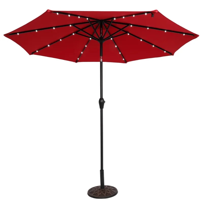 Outdoor Patio Light Umbrella Polyester Cloth Waterproof Folding Sunshade 270x270x243CM Wine Red/Top Color Easy to Use