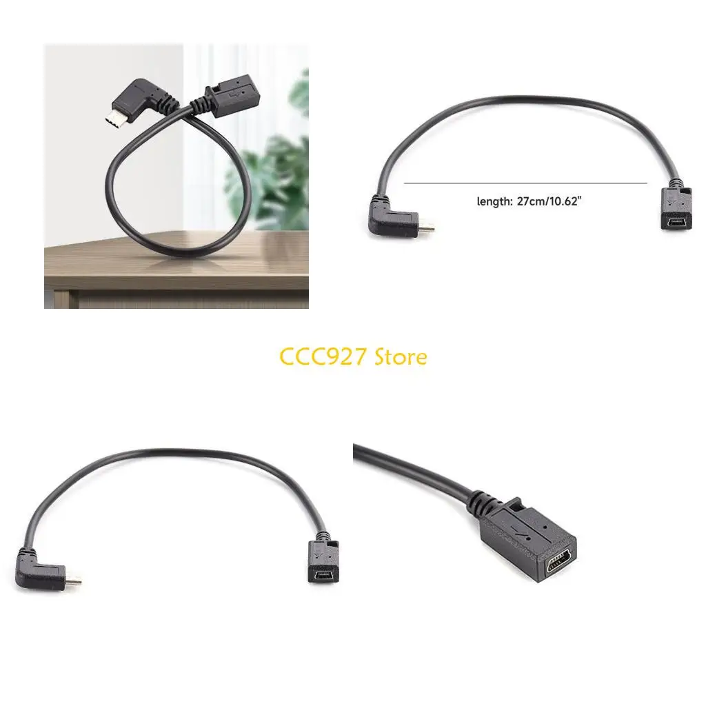 

B03F USB Type C to Mini USB Cable 90 Degree USB C Male to Mini USB Female Adapter Converter for Laptop Mobile Phones