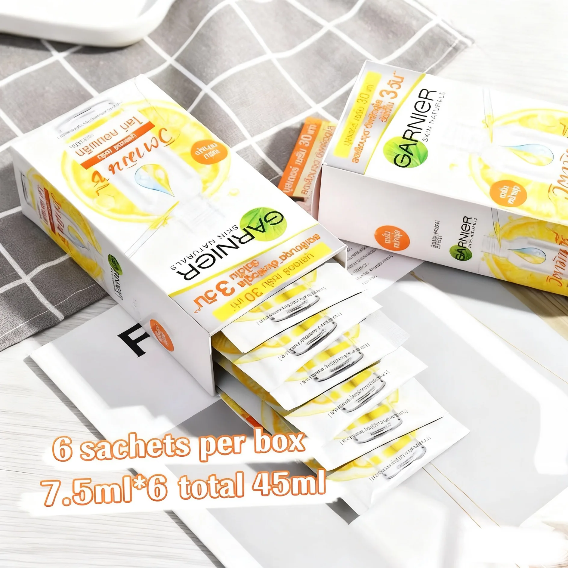 سيروم تفتيح النياسيناميد فيتامين C لتبييض الوجه وترطيبها، 1 صندوق 6 أكياس