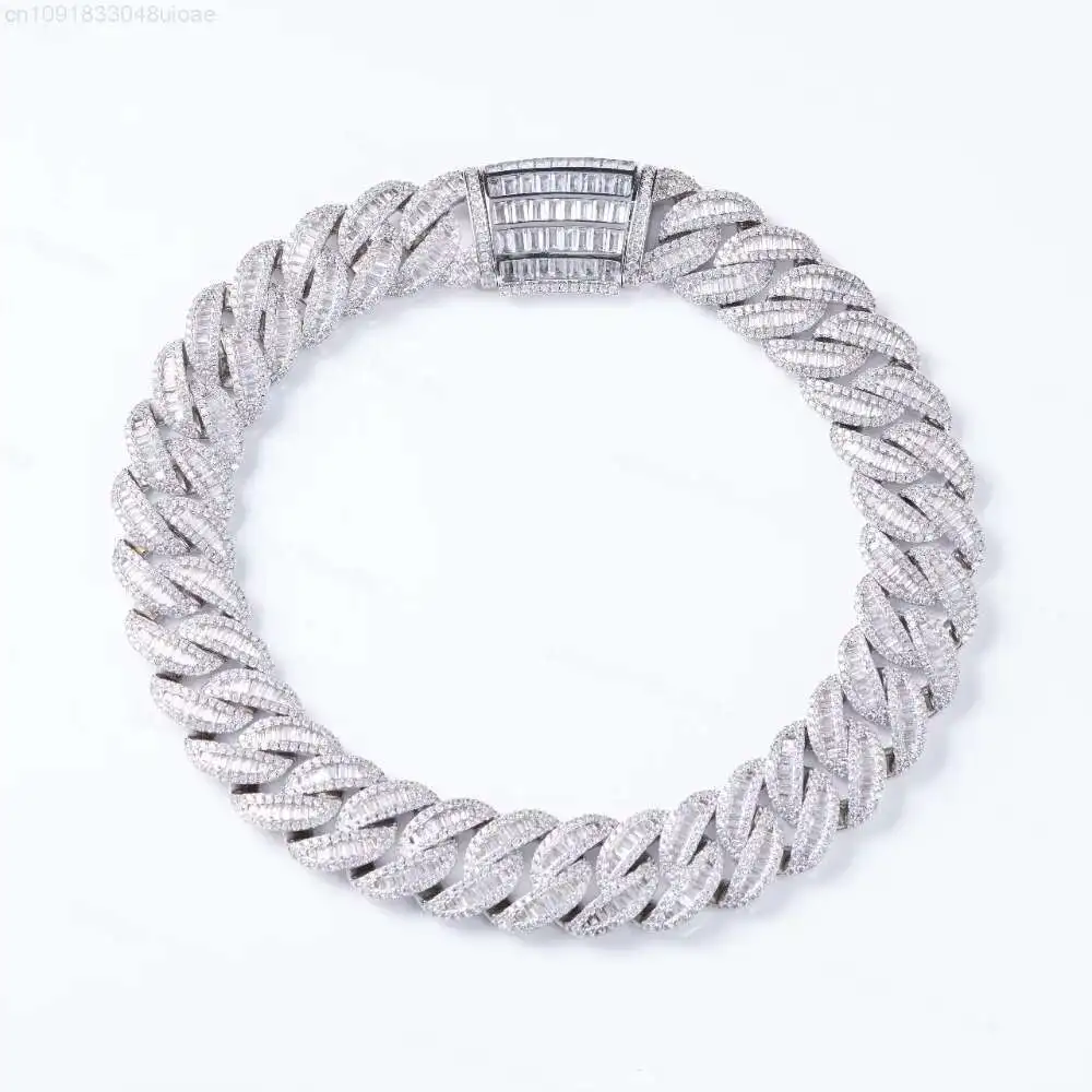 

Cuban Link Chain 925 Sterling Silver Prong Setting 22mm Moissanite Cuban Necklace Gold Plated Hiphop Moissanite Cuban Chain