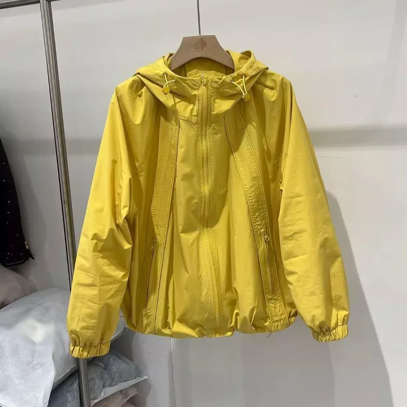 

Fashion Women Autumn Jacket Coat Solid Hooded Windbreaker Women Loose Casual All-Match Long Sleeveless Female Jacket Outerwear