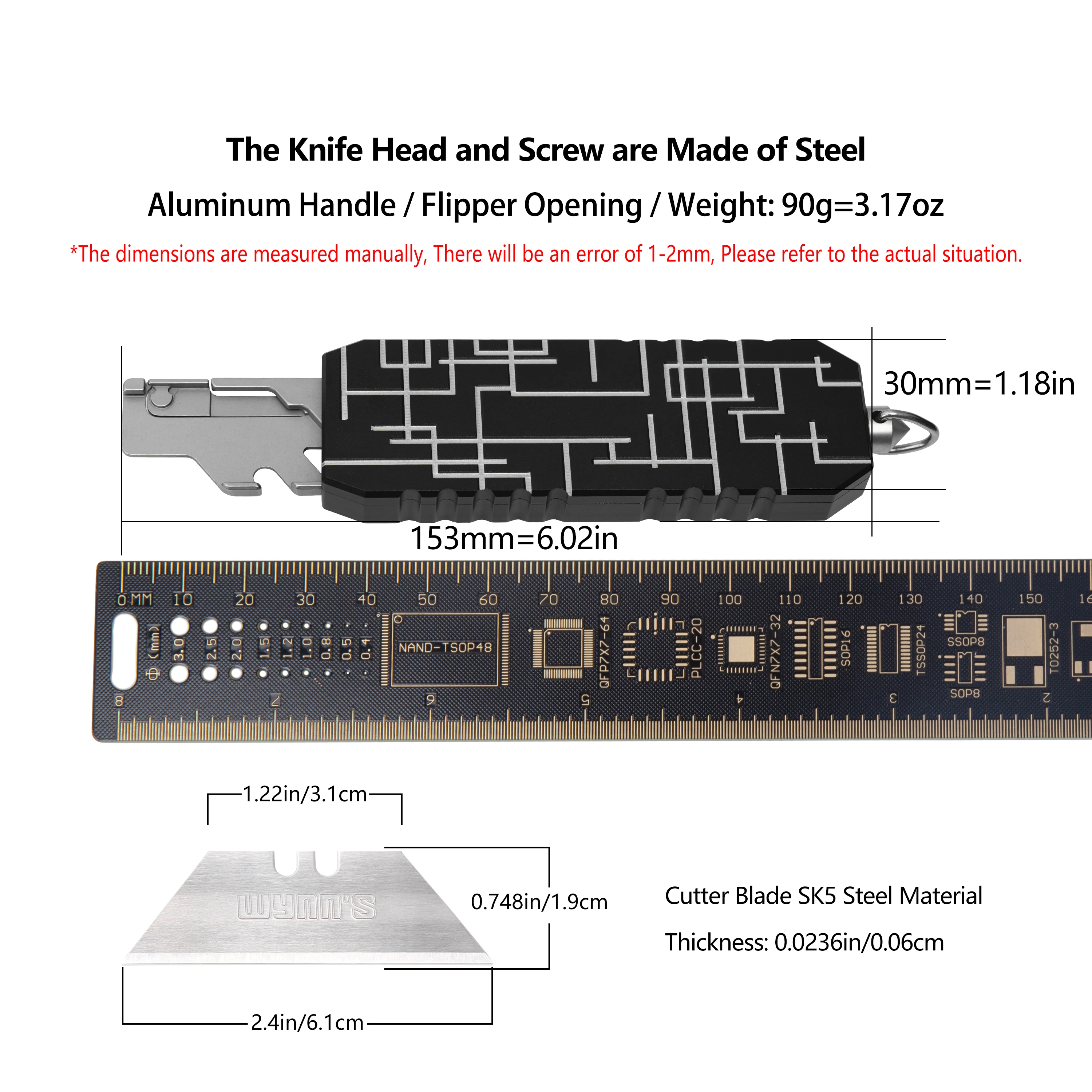 Cuchillo plegable de aleación de aluminio, cuchillo multiusos, cuchillo de corte, cuchillo para herramientas de carpintería, cuchillo de bolsillo para exteriores, EDC multifuncional