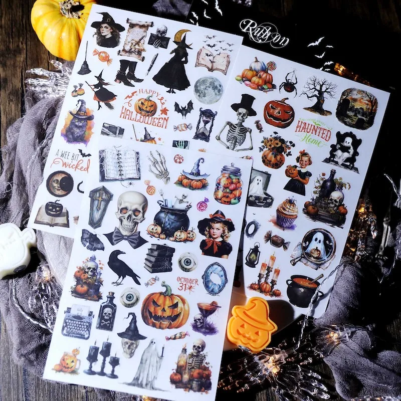 

Vintage Halloween Rub On Transfer Sticker Junk Journal Supplies Diary Planner Decor Craft Scrapbooking DIY Material