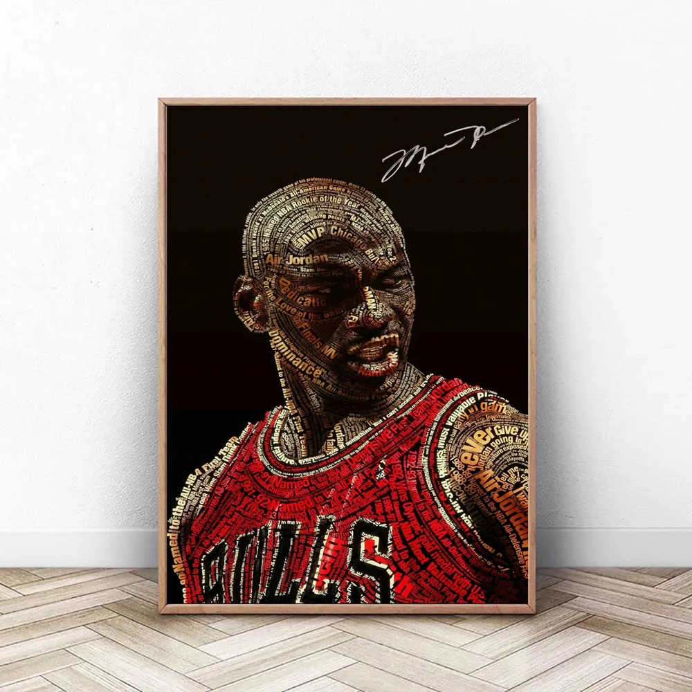 Jordon Letters Poster, Basketball Legend Player Canvas Painting, Sport Superstar Wall Art Print Picture, For Living Room Decor