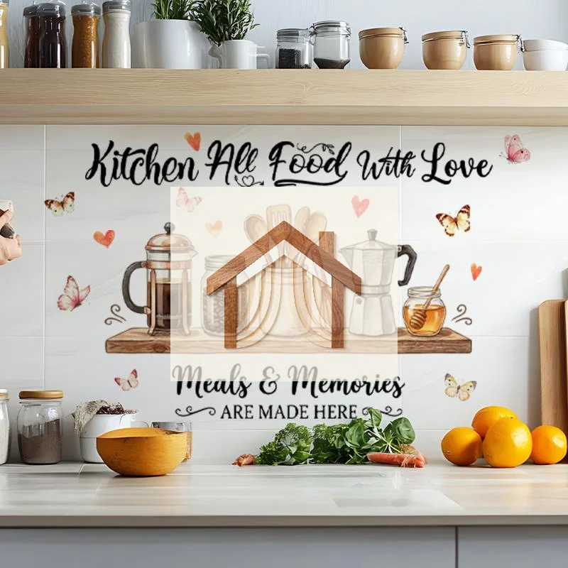 Self-Adhesive Kitchen Wall Decor Creative Art Wall Sticker for Farmhouse Style Home Cafe Wall Decoration