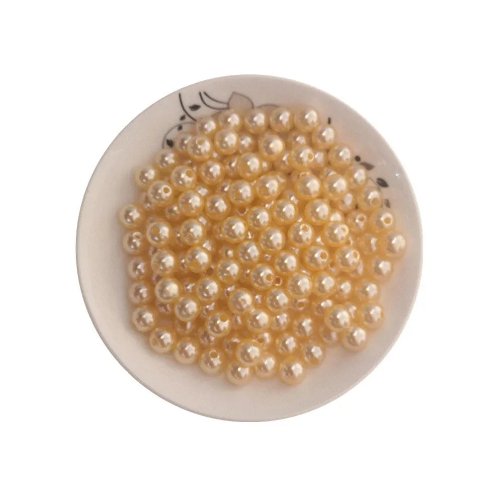 Double Hole Imitation Pearl Jewelry Bracelet Necklace Clothing Decoration Accessories Handmade Material Round Bead 6-10mm Beaded