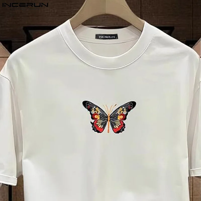 INCERUN Men T Shirts Printing O-neck Short Sleeve Korean Style Summer Casual Men Clothing Streetwear 2024 Fashion Tee Tops S-5XL