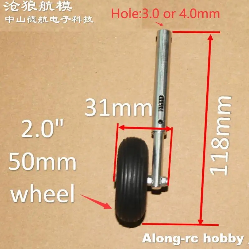 118mm une deux roues en polyuréthane en alliage d'aluminium léger Anti-Vibration trains d'atterrissage M3/M4 pour pièce de modèles d'avions LG RC rétractable