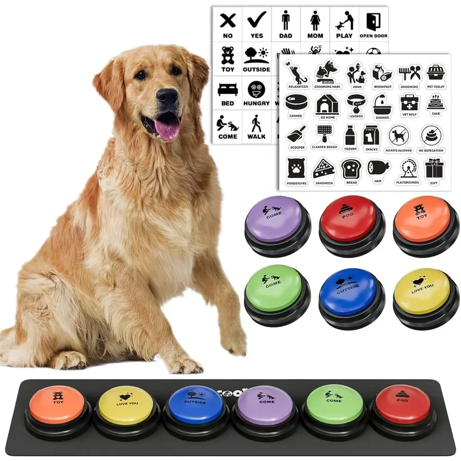 6 قطع أزرار نقاش الكلب أزرار الكلب للتواصل مع حصيرة غير قابلة للانزلاق 30s أوامر صوتية قابلة للتسجيل لتدريب كلب يتحدث #1