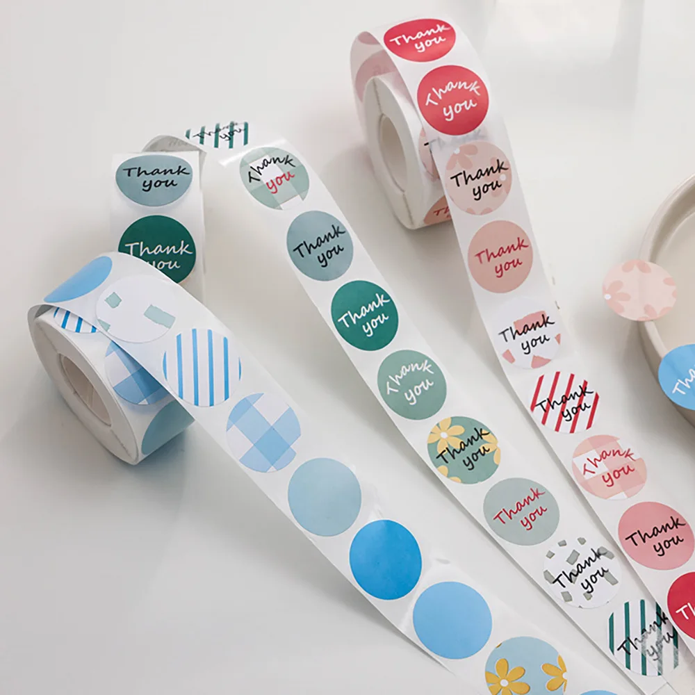 

500pcs thank you round seal stickers self adhesive labels for gifts packaging stationery art supplies korean stationery