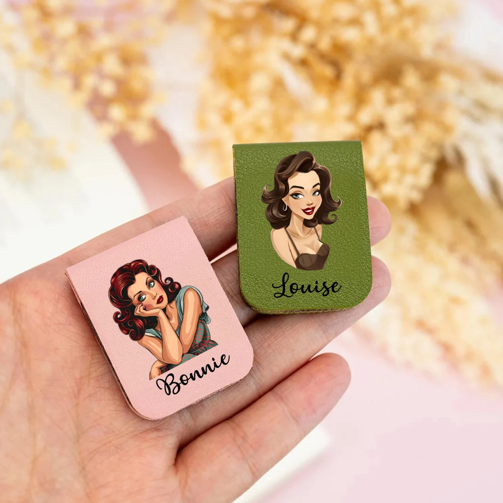 Marcapáginas con nombre para niñas bonitas, marcapáginas de cuero personalizado para chicas bonitas, marcapáginas magnético personalizado, regalo de cumpleaños para amantes de los libros, 1 ud.